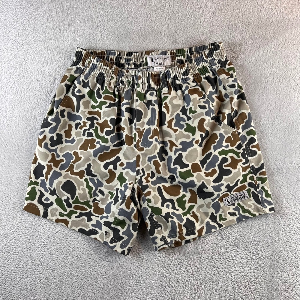 Local Boy Outfitters Mens Small Duck Camo Elastic Waist Shorts 5.5 Inseam 2983